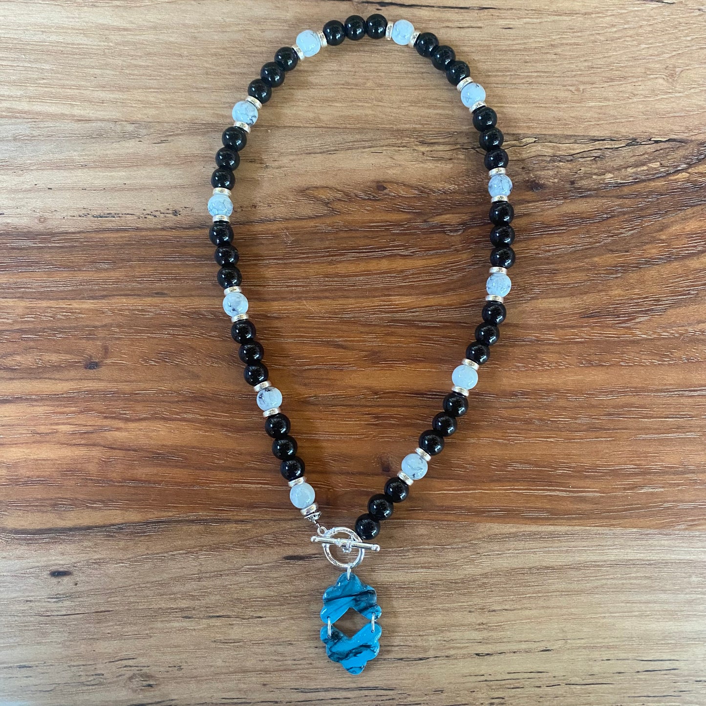 Black and Turquoise Beaded Necklace