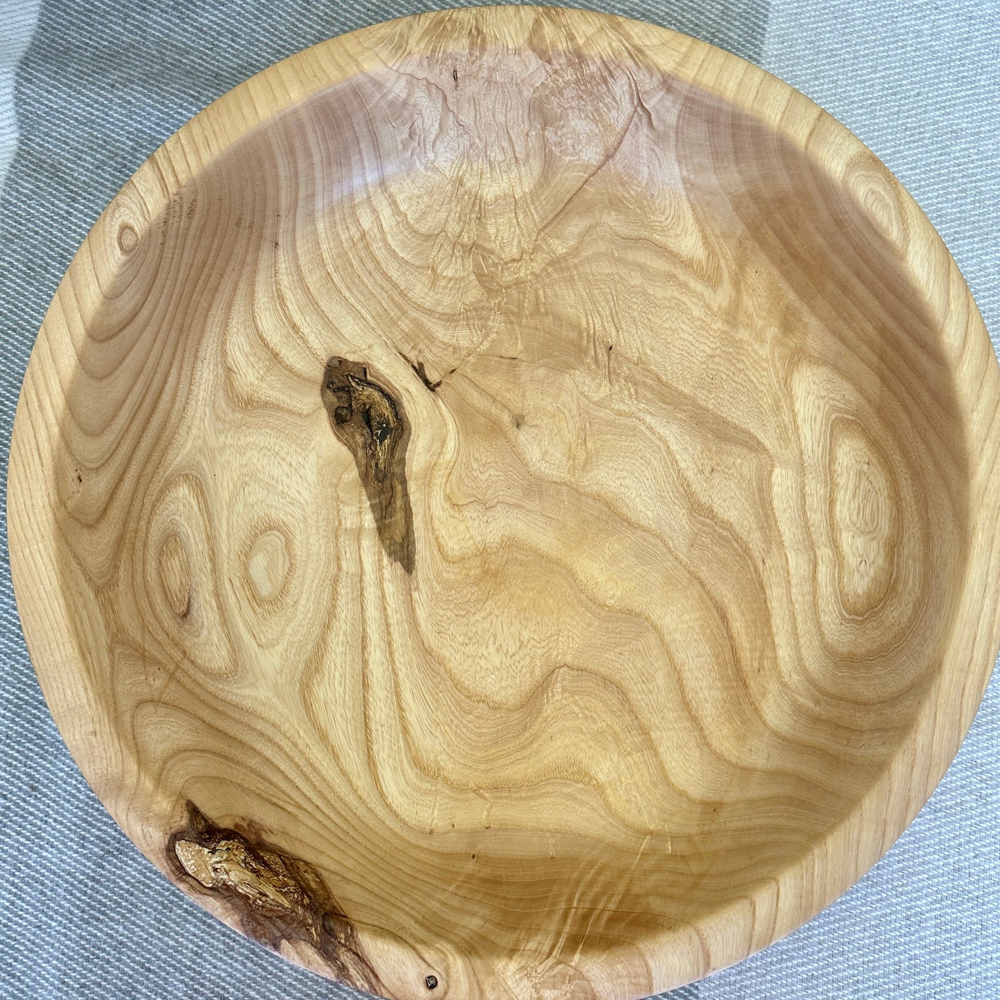 Handcrafted Ash Wood Bowl, 15 inch diameter