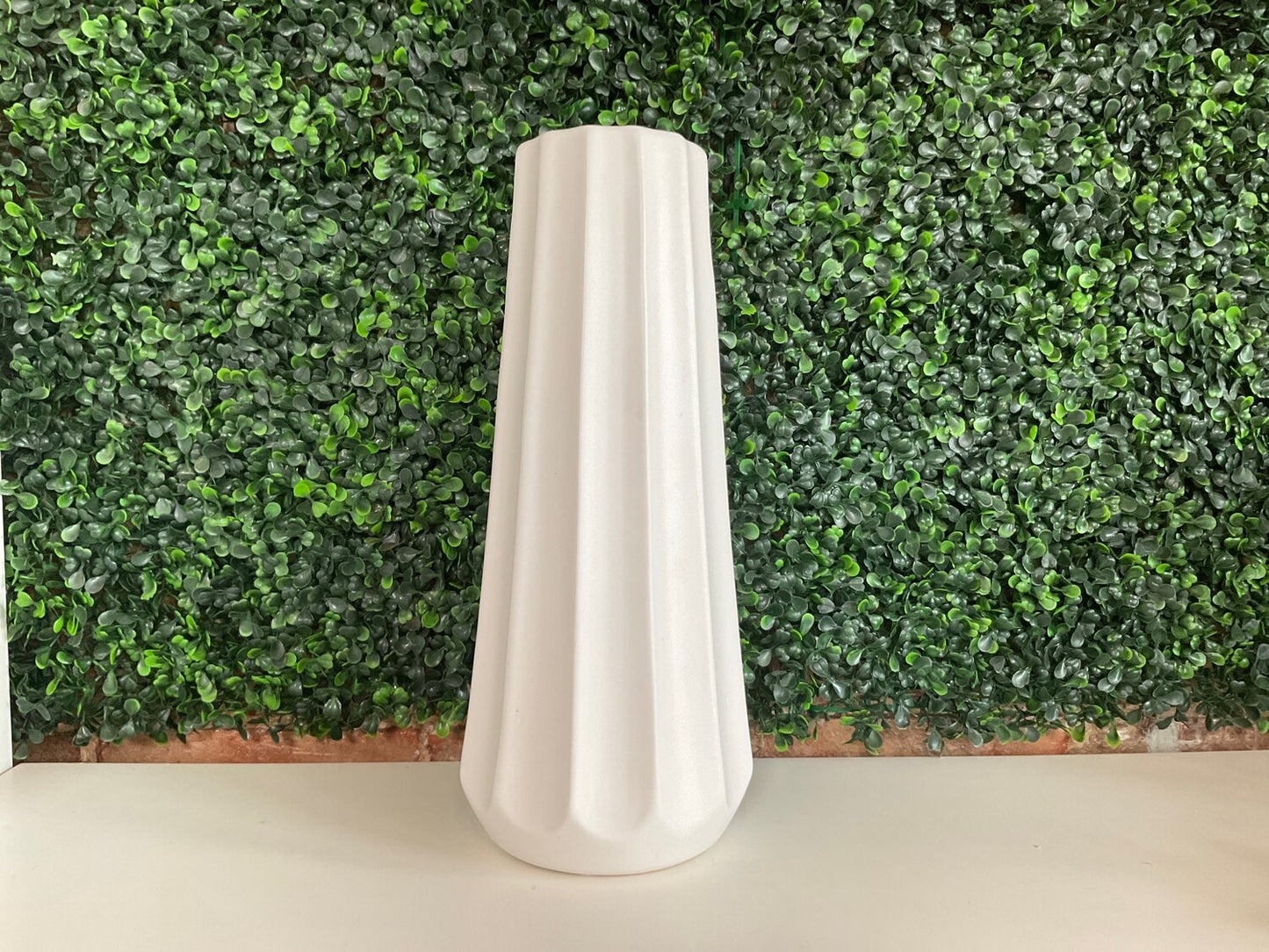 Faceted White Ceramic Vase