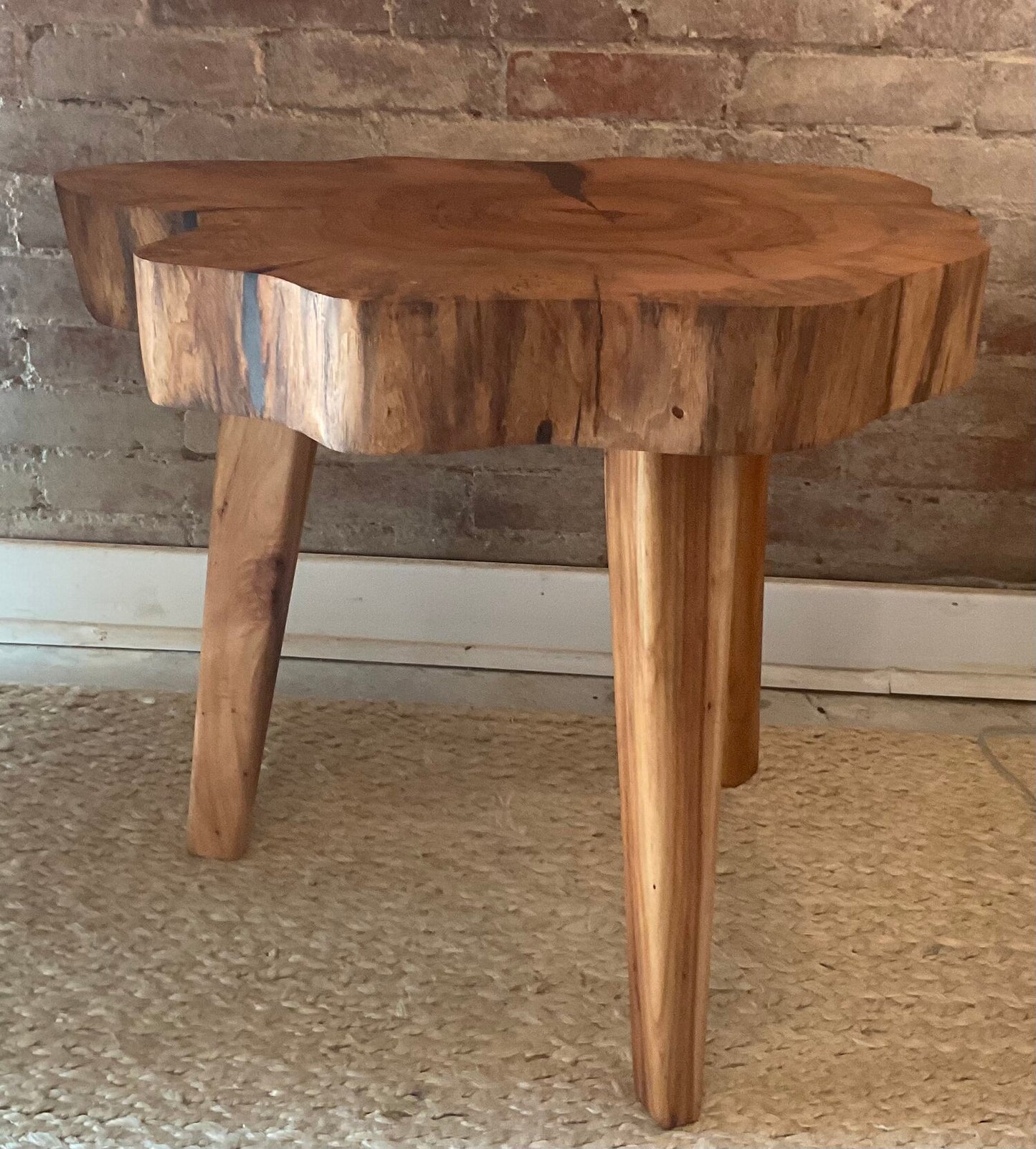 Pecan Wood Sliced Side Table (Unique)