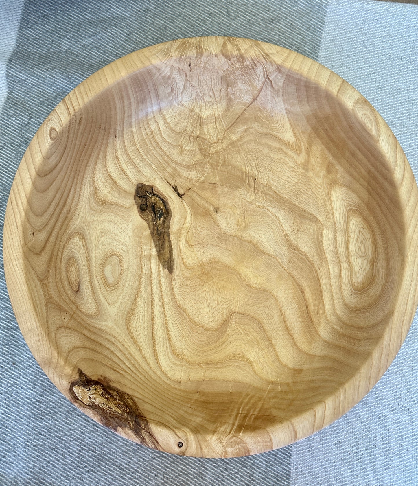 Handcrafted Ash Wood Bowl, 15 inch diameter