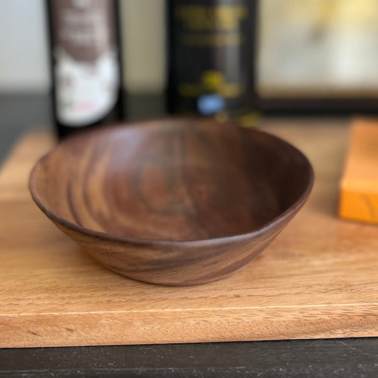 Walnut wet turned wooden bowl