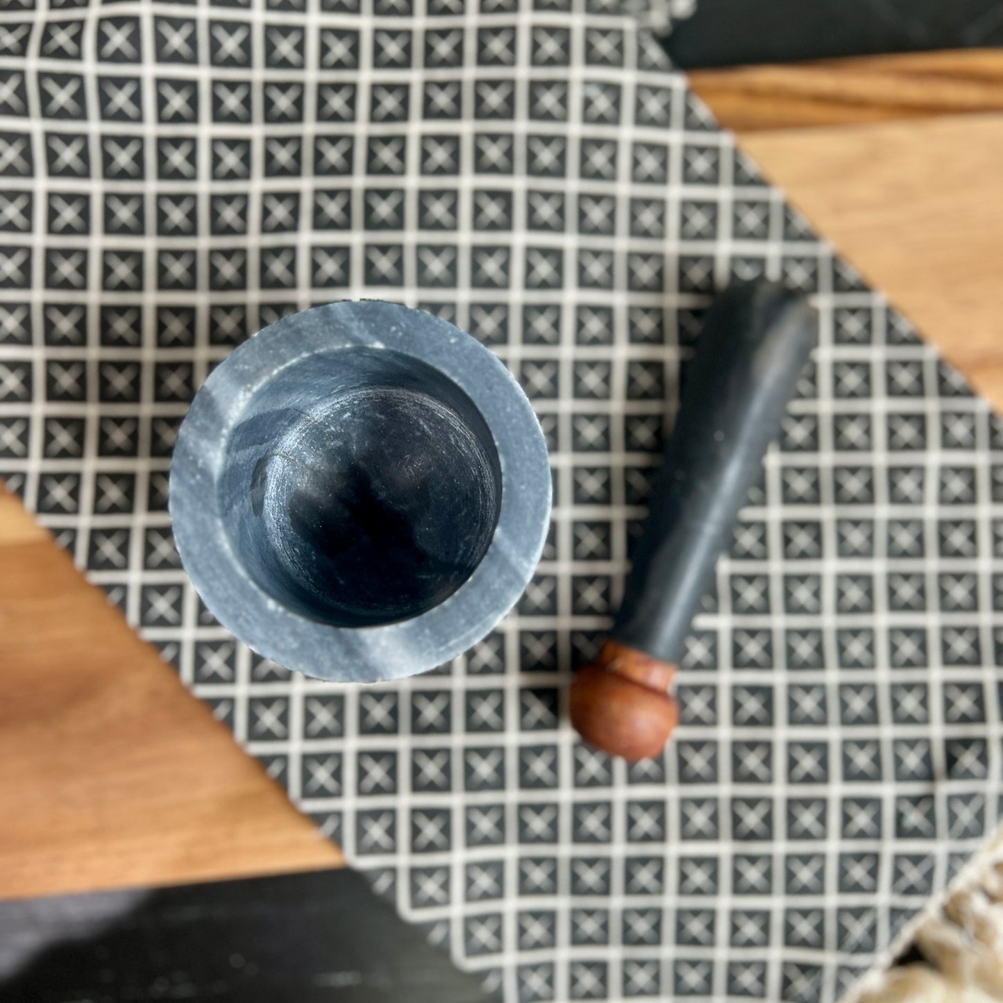 Black marble mortar and Pestle