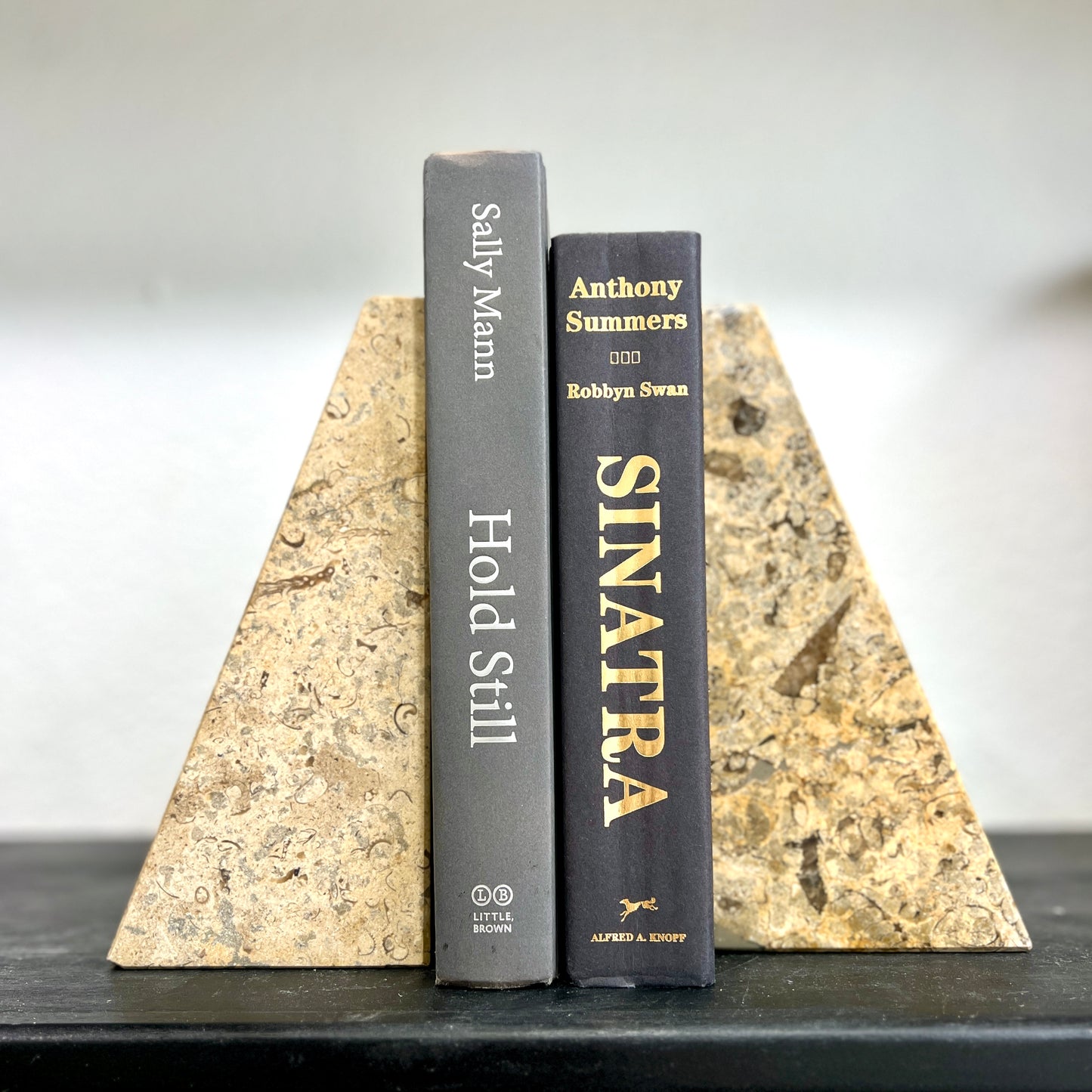 Cream fossilized marble bookend