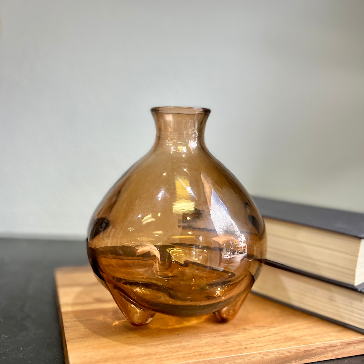 Amber glass footed vase