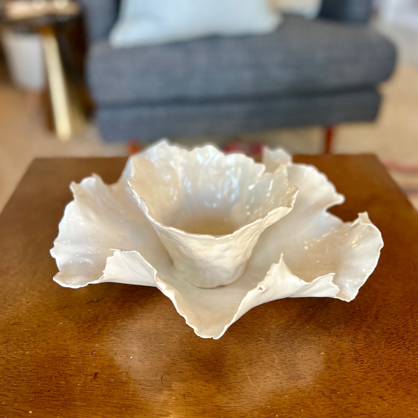 White ceramic organic small bowl