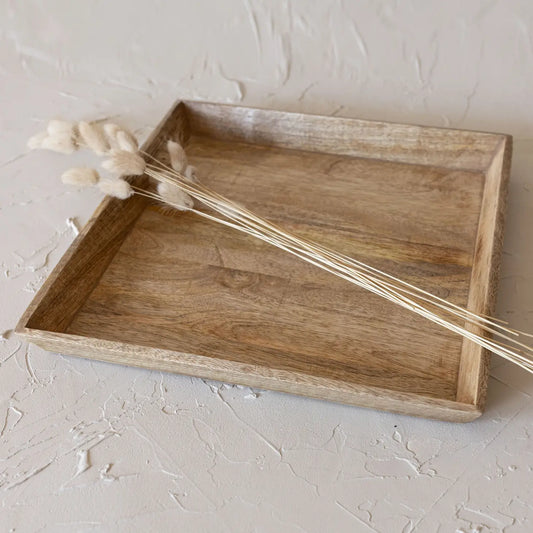 Square wooden tray