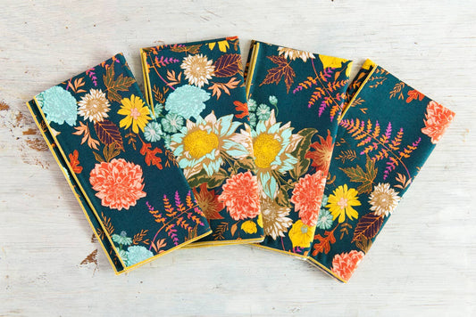 Winter Floral Cloth Napkins, set of four: Cocktail